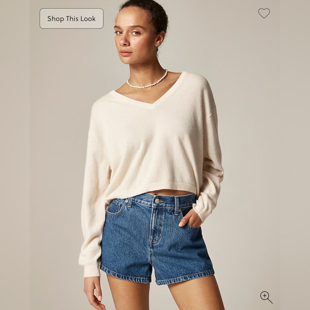 J. Crew V-Neck Cashmere Sweater in Cream